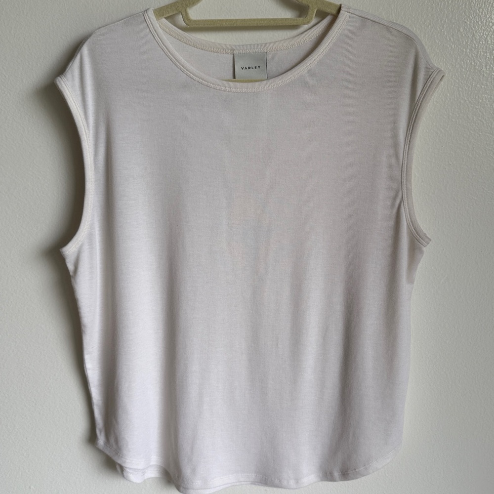 Varley White Cream Short Sleeve Top T-Shirt, Tank Top, Size Medium